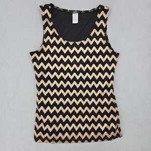 MSK Size 10 Chevron Zigzag Metallic Tank Top Womens Contemporary Glam